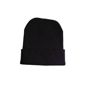 Black Knit Beanie Hat – Unisex Winter Cuffed Cap